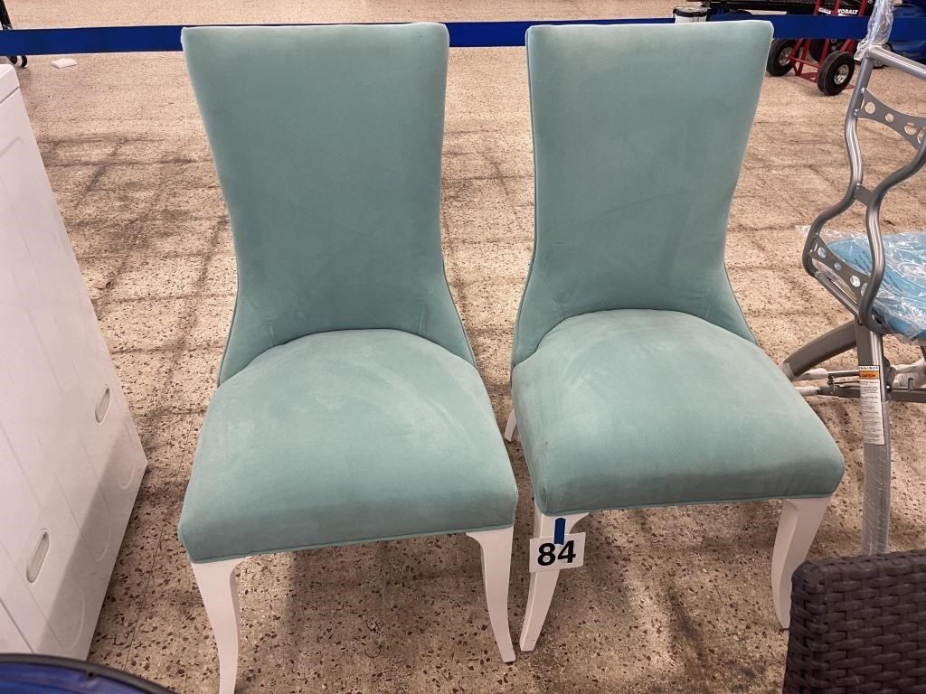 PAIR OF CLOTH DINING CHAIRS