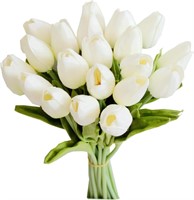 Mandy's 20pcs White Flowers Artificial Tulip Silk