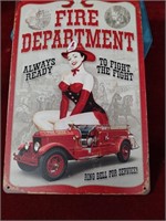Fire Department Metal Sign 12 x 8" New