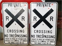 2- RR Crossing Signs - Alum. 18x30