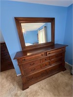 Large Walnut Dresser with Mirror