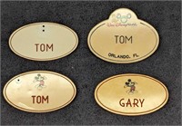 4 Walt Disney World Cast Member Name Tags Tom & Ga