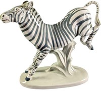 JB Royal Dux Kicking Zebra Porcelain Figurine
