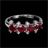 Heated Oval Red Ruby 5x4mm Simulated Cz 925 Sterli