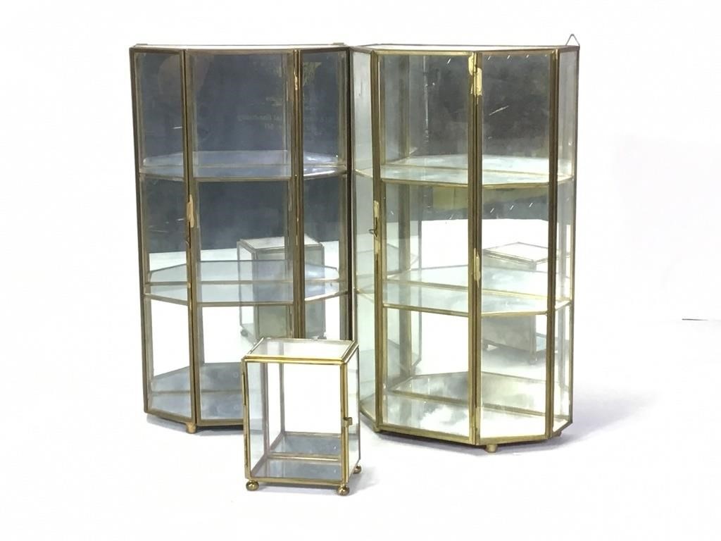 3 Brass Glass Small Display Cabinets