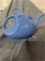 Vintage Hall pottery Blue Cadet hook lid teapot