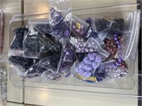 One Large Tray of Purple Beads