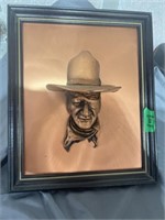 John Wayne 3D framed bust with copper colored