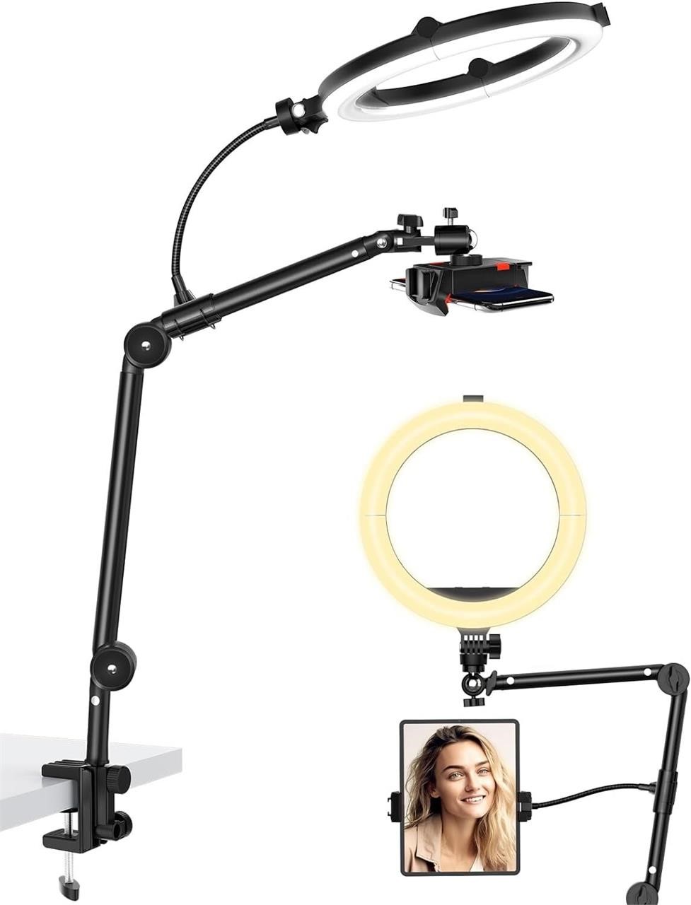 Overhead Camera Mount with 10 Foldable Ring Light