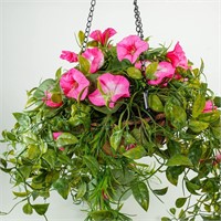 42 North Artificial Hanging Pink Flower 14 Faux Mo