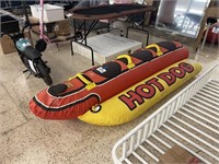 HOT DOG INFLATABLE 3-SEATER PULL BEHIND RIDE ON