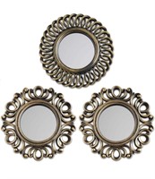 BONNYCO Wall Mirrors Pack of 3 Gold Vintage