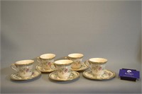 5 "Morning Blossom" Lennox Teacups with (6)Saucers