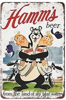 New Hamms Beer Bear Twins Vintage Retro Tin Metal