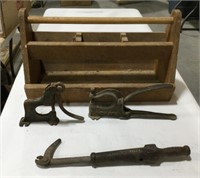Wood tool carrier w/ rivet press