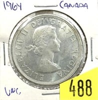 1964 Canadian silver dollar, Unc.