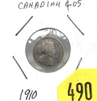 1910 Canadian 5 cent silver