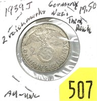 1939 Germany 2 marks silver