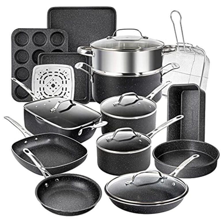 GRANITESTONE 20 Pc Kitchen Pots and Pans Set Non S
