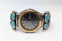 Vintage Seiko Sterling Silver & Turquoise Watch