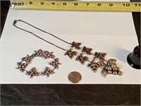 vtg Mexican sterling grapevine necklace & bracelet