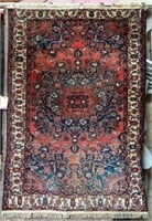 4' 5" x 6' 4" Red & Blue Antique Persian Rug.