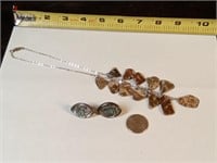 vtg Abalone shell necklace & earrings