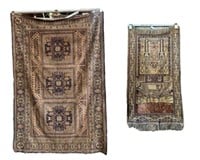 Lot of 2 Silk-Like Rugs, One AS IS.