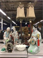 Asian style statues, lamp and more.