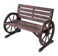$86 41" Wooden Wagon Wheel Bench, Rustic