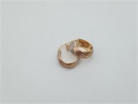 14K Tri Gold Wide Hoop Earrings 2.4 grams