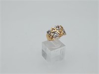10K Yellow Gold Diamond Heart Band Ring