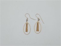 14K Yellow & WHT Gold Dangle Earrings