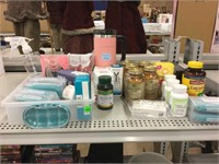 Assorted medicine cabinet accessories and more.