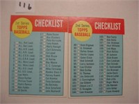 Two 1963 Topps unmarked baseball checklist cards,
