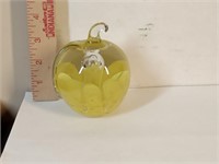 St Clair yellow & clear apple paperweight