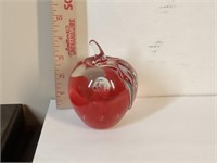 St Clair red & clear apple paperweight