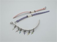 3 Leather Freshwater Pearl & Cross Bracelets