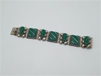 Sterling Green Onyx Heavy Bracelet
