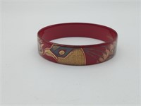 Red Gold Enamel Peacock Laurana Bangle bracelet