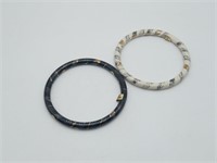 2 White Gold Black Enamel Laurana Bangle bracelets