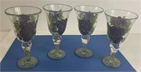 Hand Painted Grape Wine Glasses