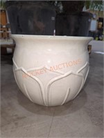 14" White-Glazed Ceramic Planter