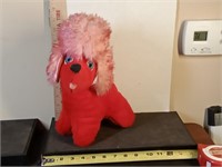 vtg Well Made Brand Plush Red & Pink poodle