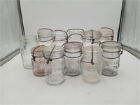 Glass Top Canning jars BAll 12 total