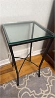 Glass Top Metal Table 13x13x25”
