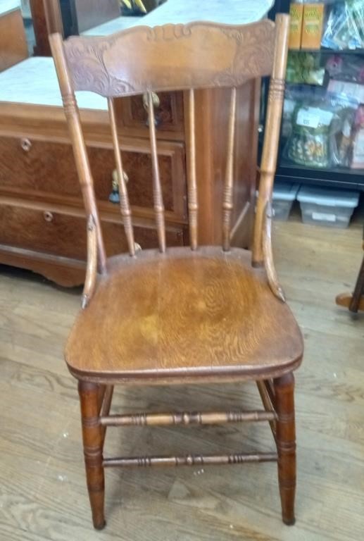 Oak pressed back antique chair