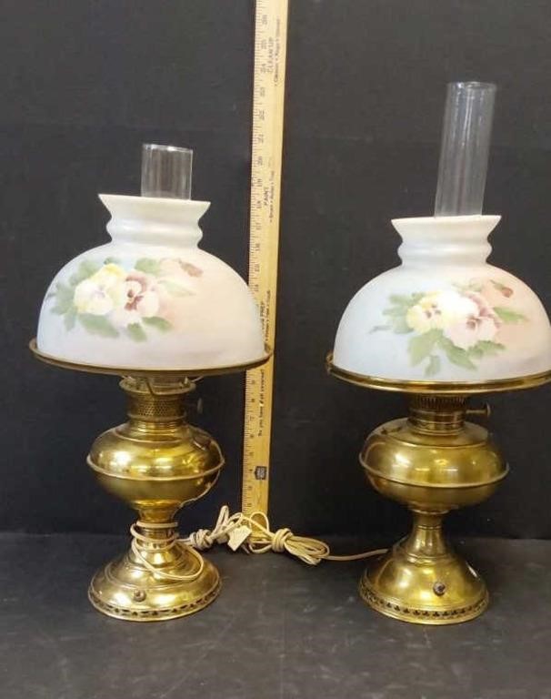 2 ELECTRIFIED OIL LAMPS