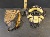 CATCHERS MASK AND POWERBOLT GLOVE
