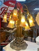 TIFFANY STYLE LILY PAD & TULIP SHADE 12 ARM LAMP